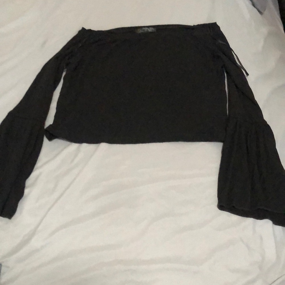 Topshop crop top with bell sleeve